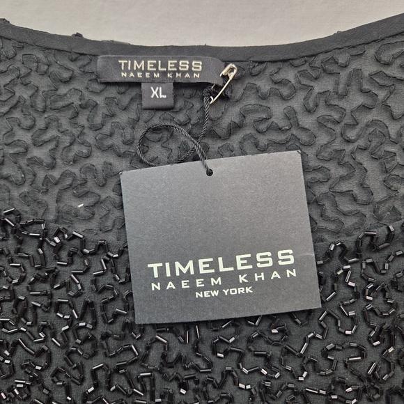 NWT Naeem Khan Timeless Black Beaded Tunic Top  XL Side Zippers Evening Party - Picture 9 of 15